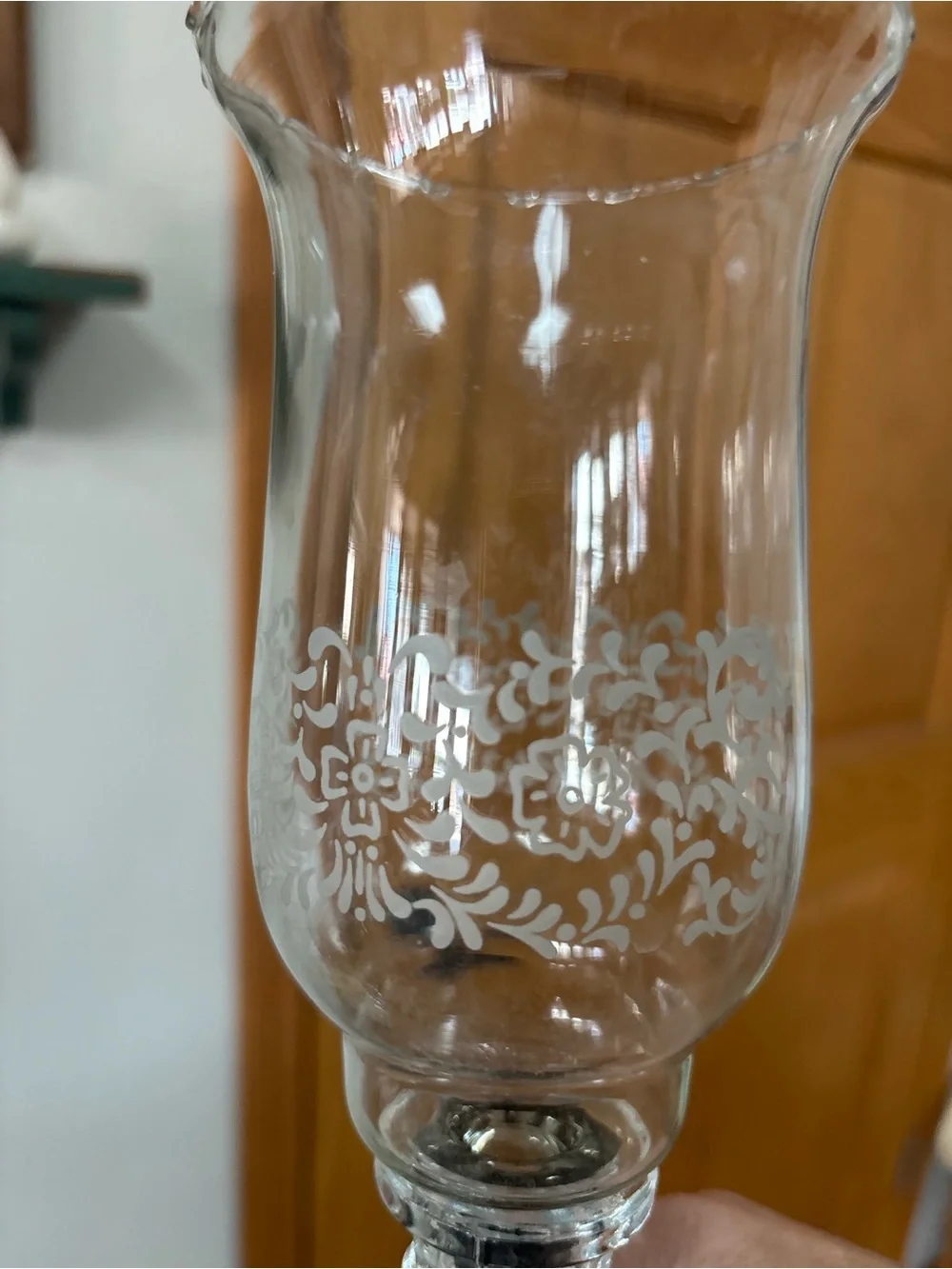 Clear‎ Decorative Etched Glass Pedestal Candle Holder